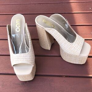 NWOB Ego Women's Woven Ultra-High Chunky Platform Slide Sandals, Size 6 (US)